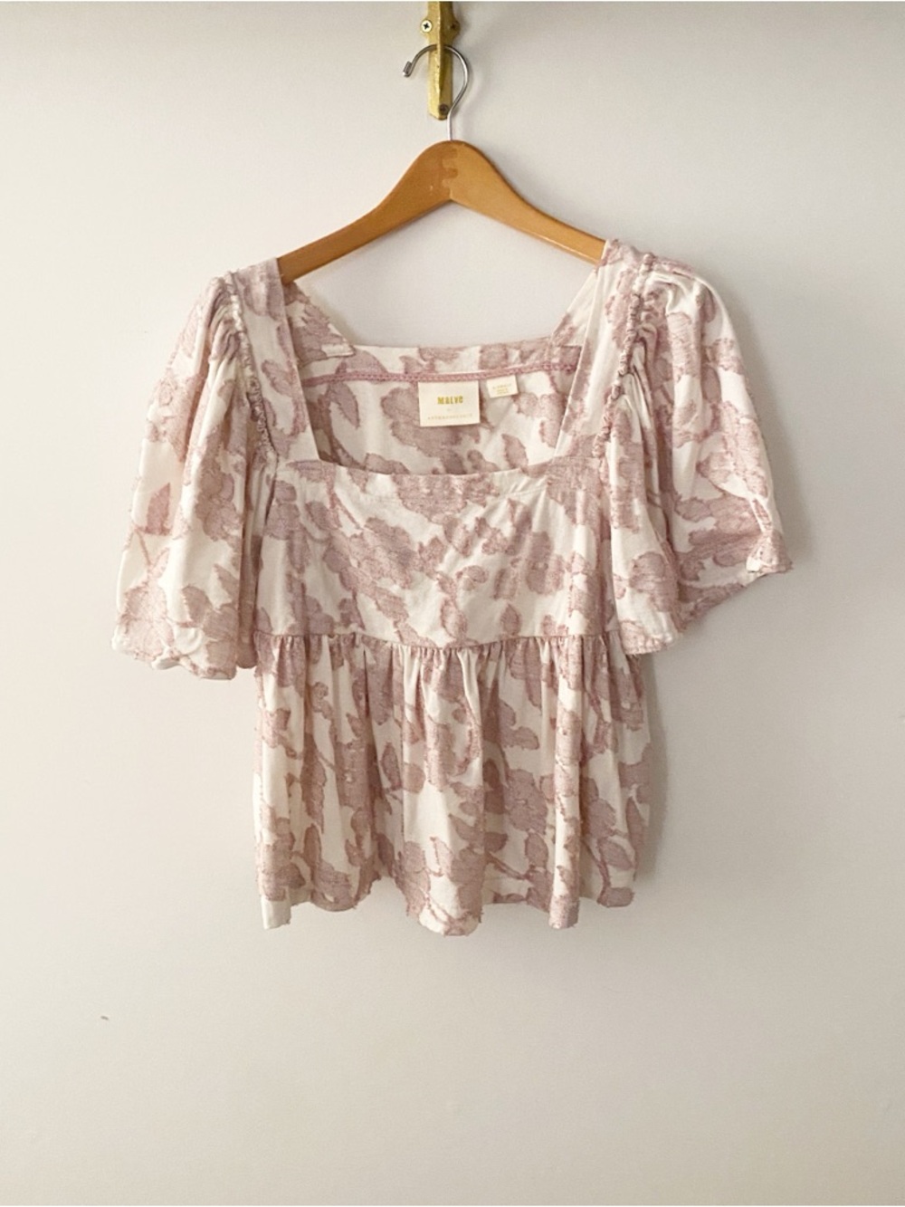 Anthropologie Maeve Pink/Purple Floral Peplum Top